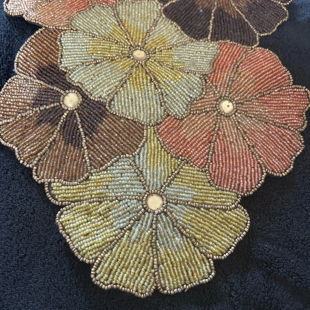 Pier 1 Imports Beaded Floral Table Runner